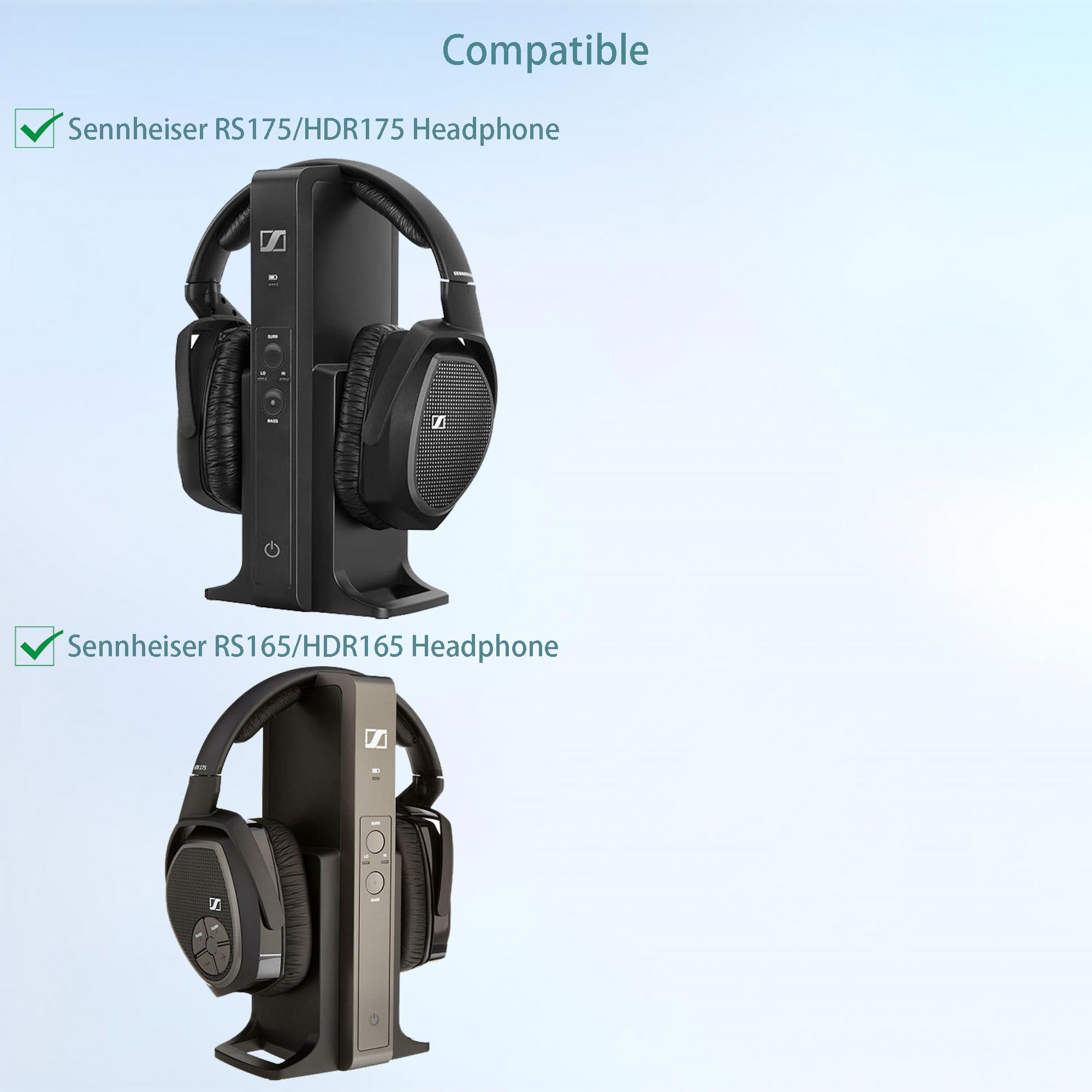 2x Ersatz-Kopfpolster Für Sennheiser RS165 / RS175 / HDR165 / HDR175 – Weicher Schaumstoff Mit Lederoptik, Bequemer Tragekomfort, Einfach Auszutauschen