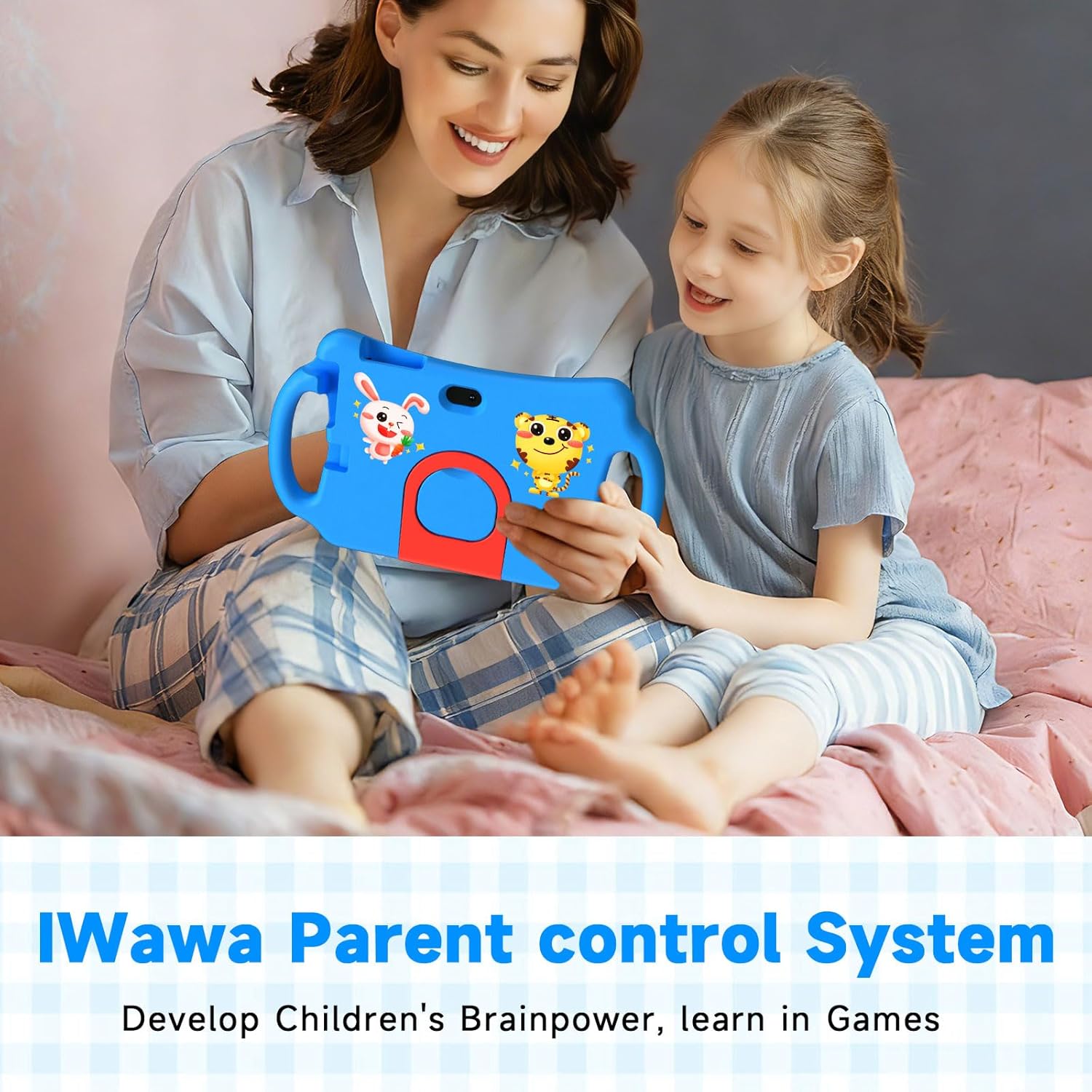 Vyrolina Kids Tablet 7 Inch 4GB RAM 32GB Memory, Lightweight Shockproof Case,Long Battery Life, Parental Control, WiFi Dual Camera for Kids Ages 3-7, Nice Present Gift (Blue)