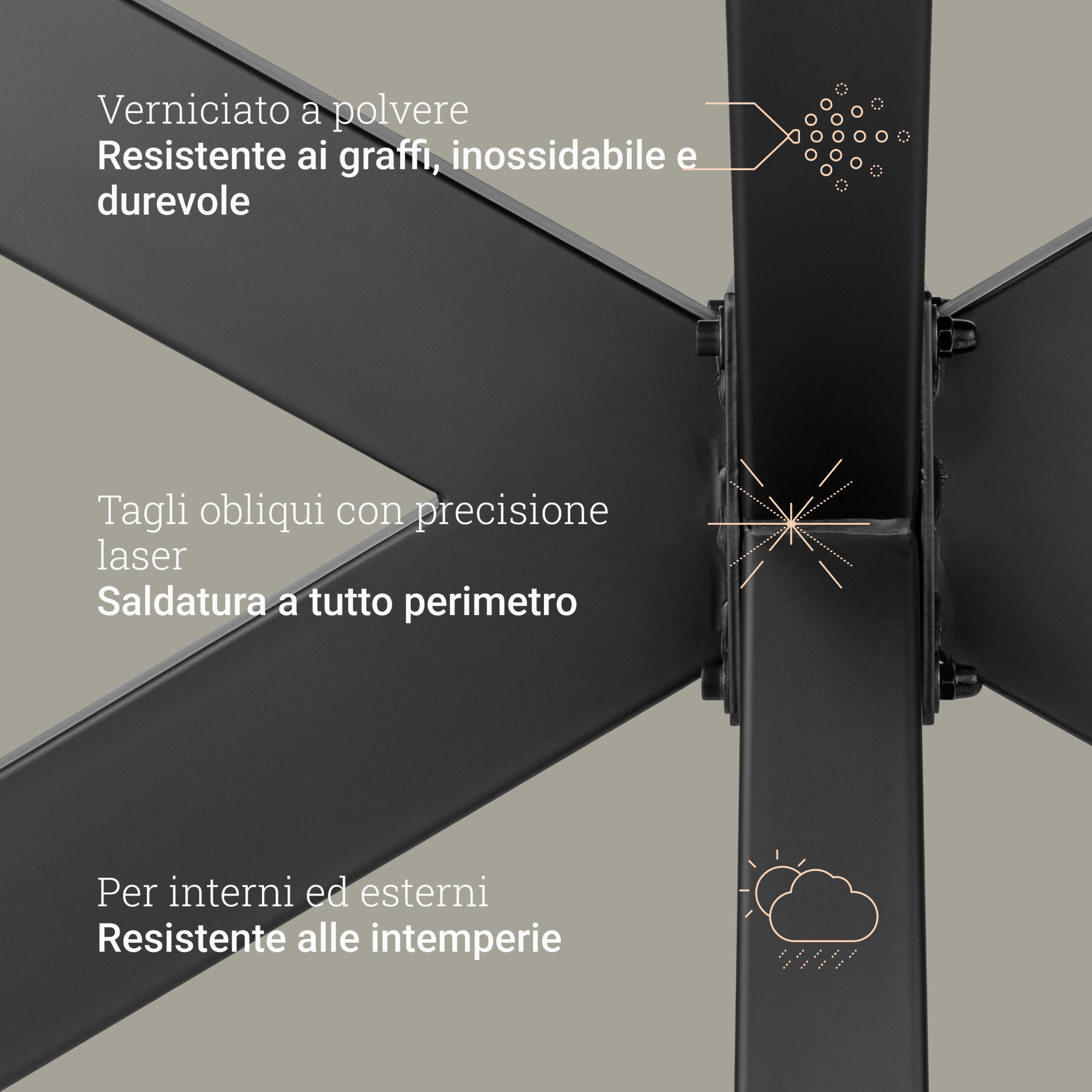 Natural Goods Berlin 1x Gambe per Tavolo SPIDER | Gambe Tavolo in Metallo Nero | Montaggio Semplice | Piedi per Mobili, come Tavolino, Scrivania e Tavoli da Pranzo | Piedi per Tavolo 71x68x120cm