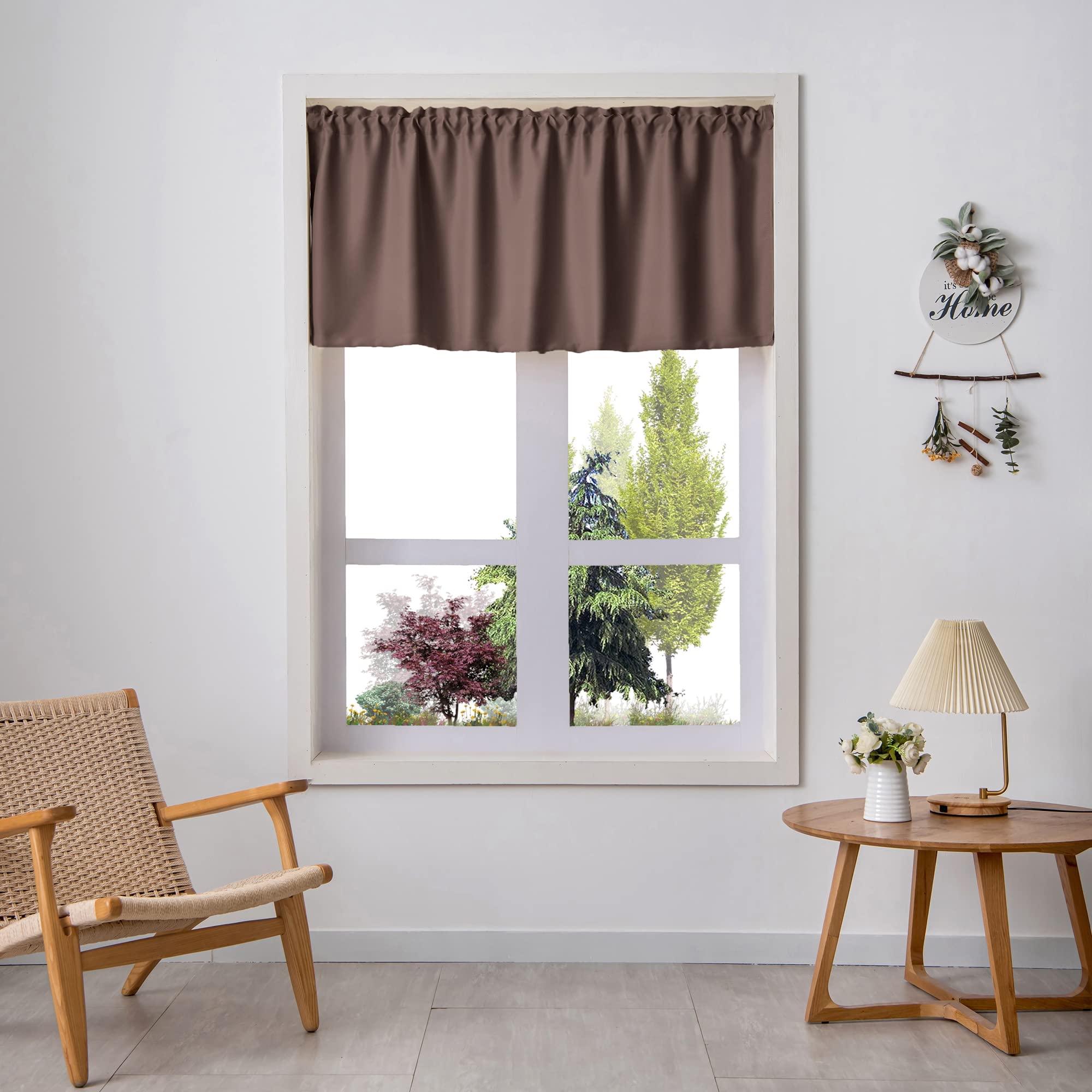SMITHOOM 1 Panel Cafe Vorhang Verdunkelung Etagenvorhänge Stangentasche kurzer Vorhang für Küche Bad Wäsche Balkon Kaffee 132 x 46 cm