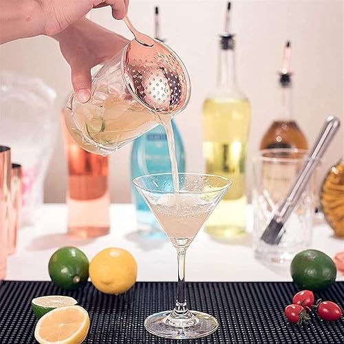 Miniatura 5 de ONOTEC Juego de coctelera de cobre rosa con kit de camarero mezclador de Martini de acero inoxidable de 11 onzas, mezclador, cuchara mezcladora,