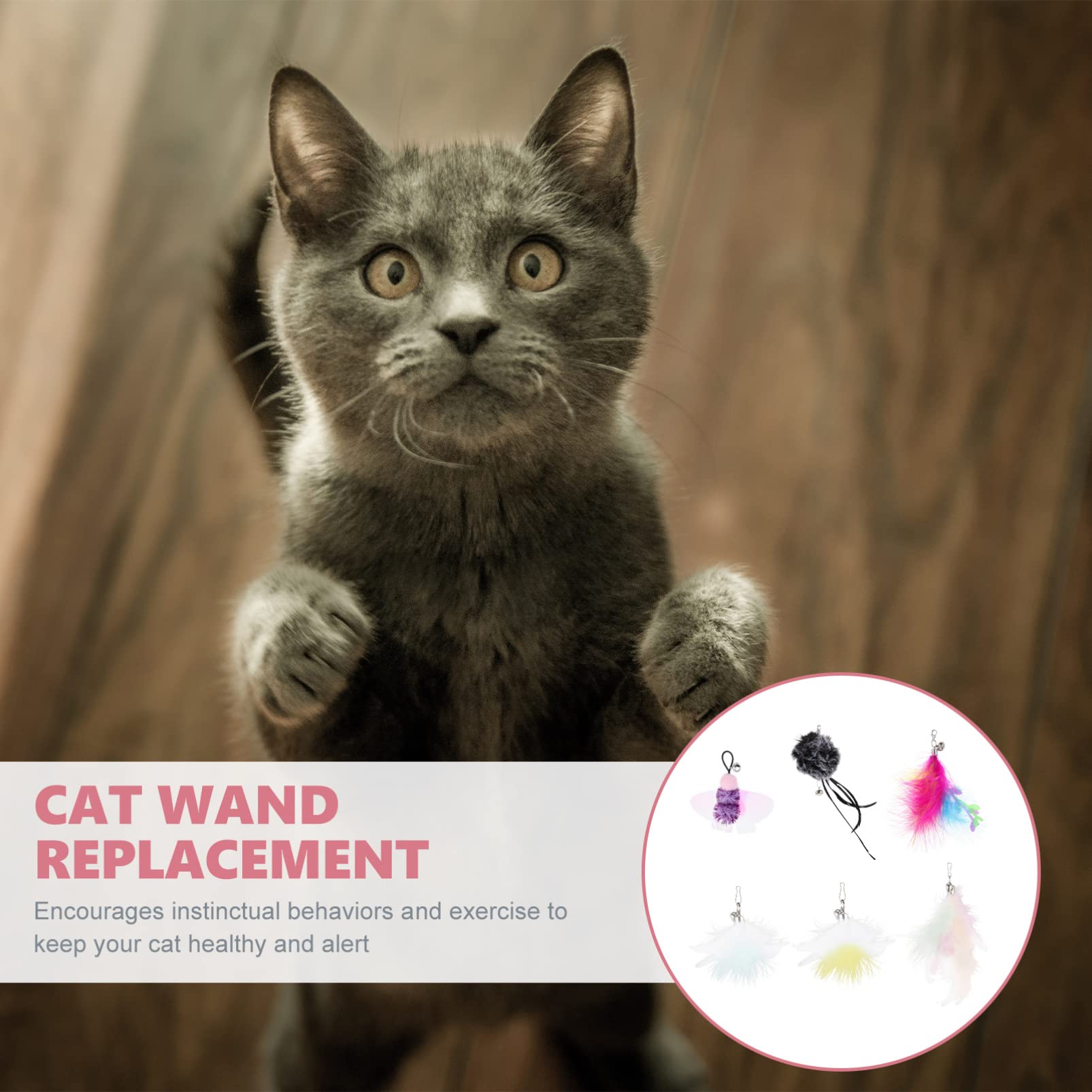 Mipcase 30pezzi Giocattoli Interattivi Per Gatti Teste Di Ricambio Per Bastoni Da Gioco Accessori Per Gatti Indoor Stimola Attività Fisica e Interazione