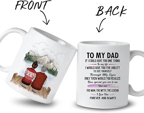 Miniatura 9 de Gossby Taza personalizada para papá  Thank You for Everything  Regalo personalizado para el día del padre para papá de 3 hijas con avatares,