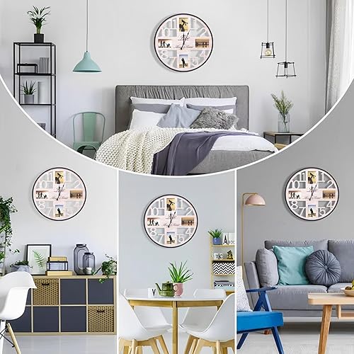 Miniatura 2 de Reloj de pared grande, rústico, silencioso, funciona con pilas, para sala de estar, cocina, decoración del hogar, diseño recortado, relojes de pared