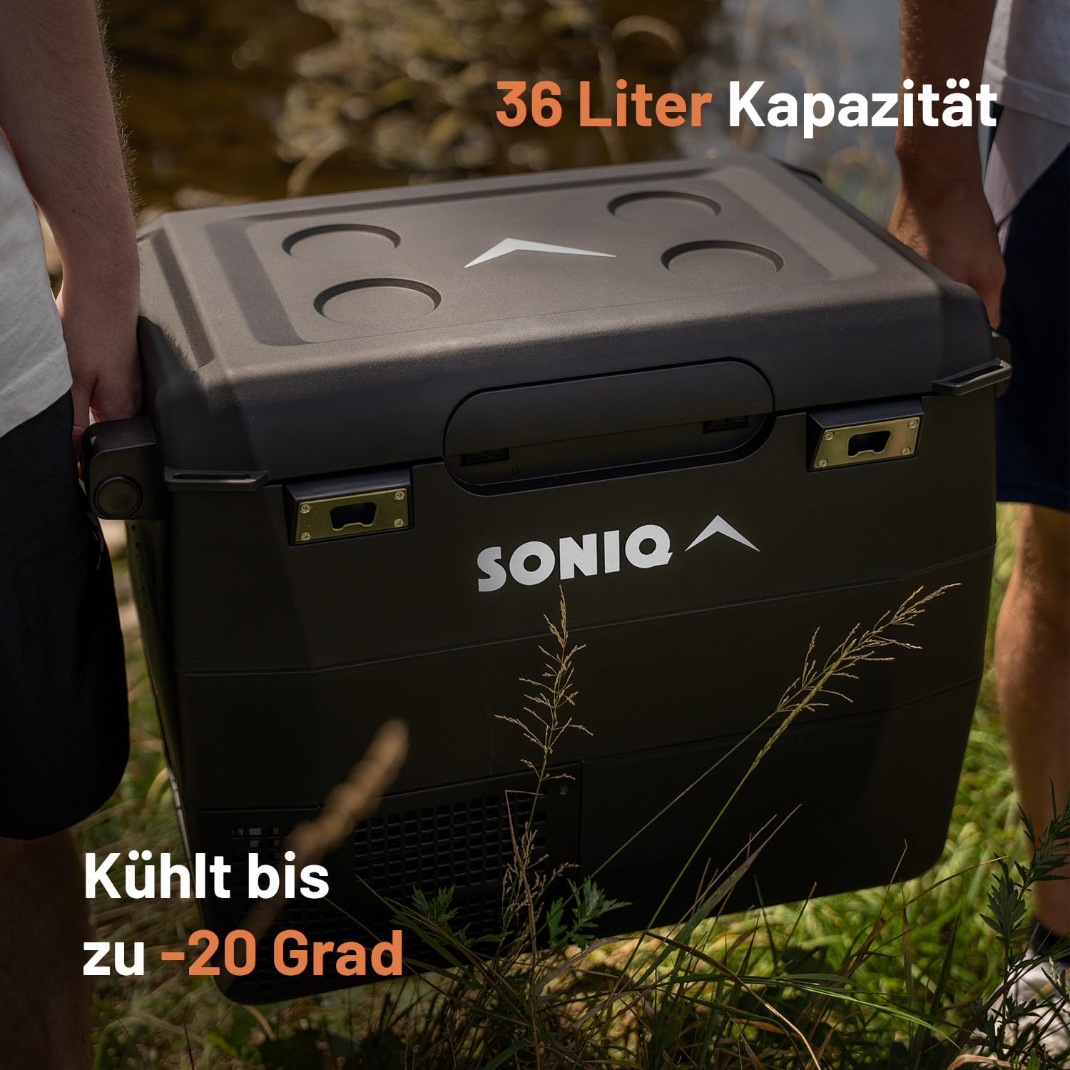 Elektryczna lodówka podróżna z kompresorem, 12/24 V, zamrażarka do -20 stopni, lodówka kempingowa, zdejmowane uchwyty, zintegrowany otwieracz do butelek