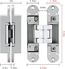 bartuda Hidden Door Hinge 5.5 Inch Hidden Hinges for Doors 180 Degree Swing Hidden Door Hinges Invisible Hinge 3 Way Adjustable Butt Hinge Silent and Smooth 2pcs, Silver 5.5x1.2in open 180°