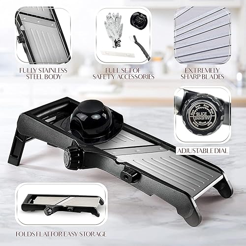 Miniatura 5 de Cortador de alimentos de mandolina acero inoxidable ajustable con cortador de gofre corte arrugado cebolla vegetal