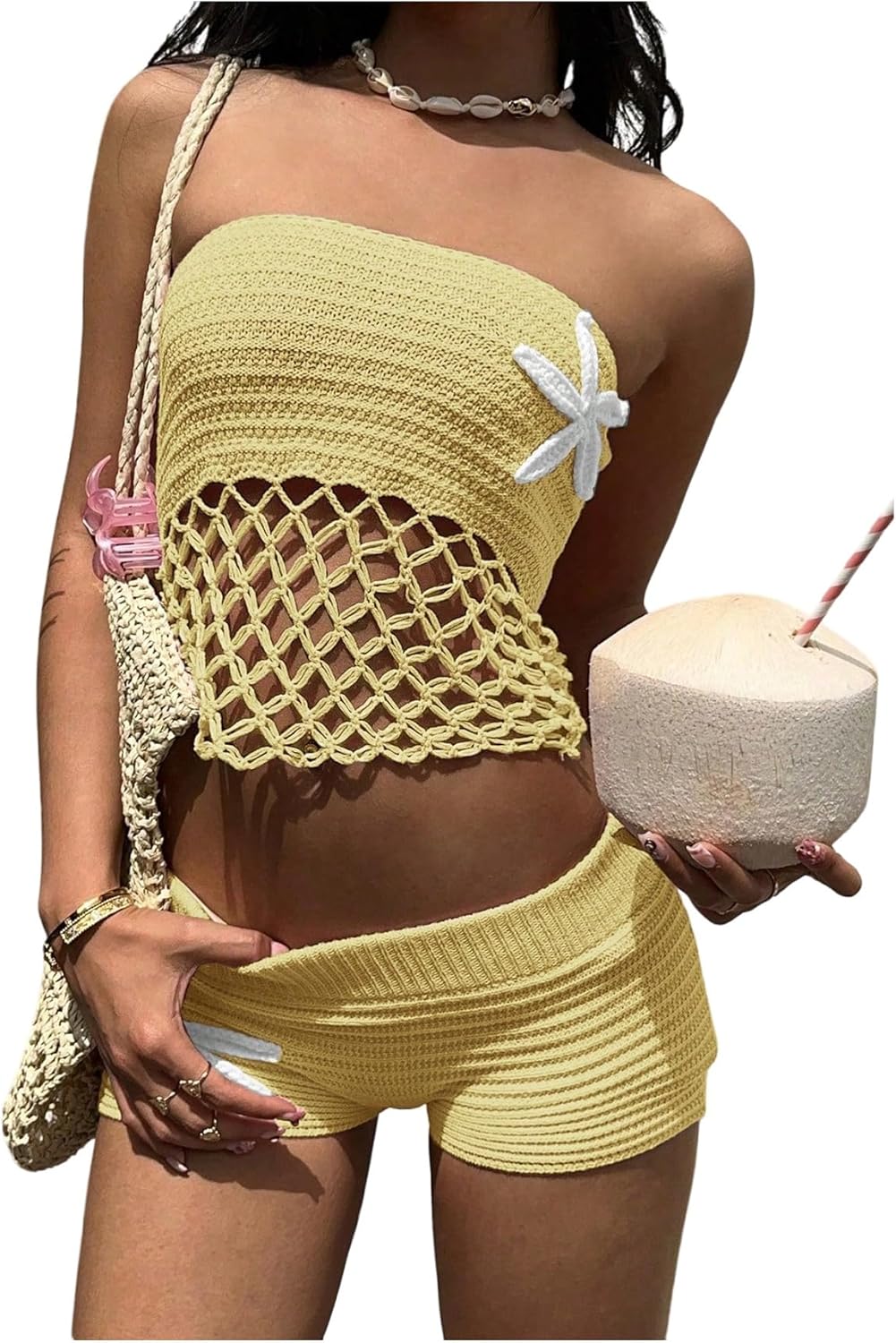 SOLY HUX Women's Y2k Knit Micro Shorts Low Rise Mini Booty Shorts Beach Vacation Outfits