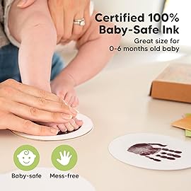 2-Pack Round Inkless Baby Hand and Footprint Kit - Mess Free Ink Pad for Newborn Keepsake, Dog Nose & Paw Print Kit, Clean Touch Ink Pad for Baby Hand & Footprints, Ideal New Mom Gifts (Auburn)