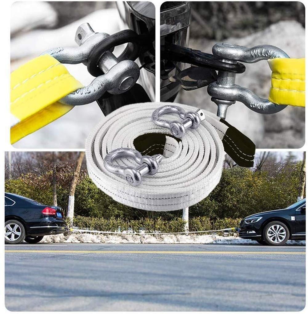 Abschleppseil Auto, PKW Notfall-Abschleppgurt 15 Tonnen Bruchfestigkeit 5M X 5CM, Dreifach Verstärkte Schlaufenende Für Sicherheit Mit Aufbewahrungstasche (Size:33000 Lbs)(Yellow,5m-5T)