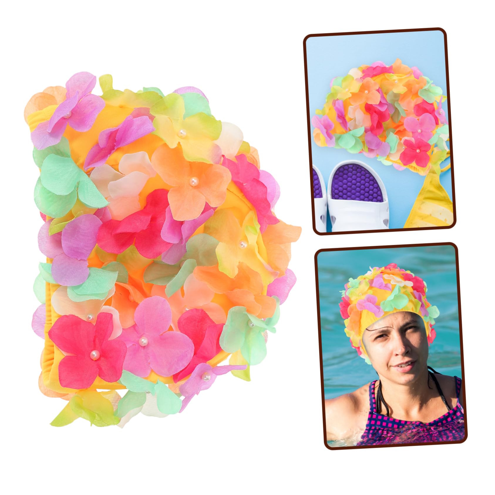 Kisangel Tappo Da Nuoto Cappello Da Bagno Piscina Cuffia Da Nuoto Nuotare i Floreale Per Tessuto Nuotata Donna Cuffia Da Bagno Cuffia Elastica Swim Cap Fiore Nylon