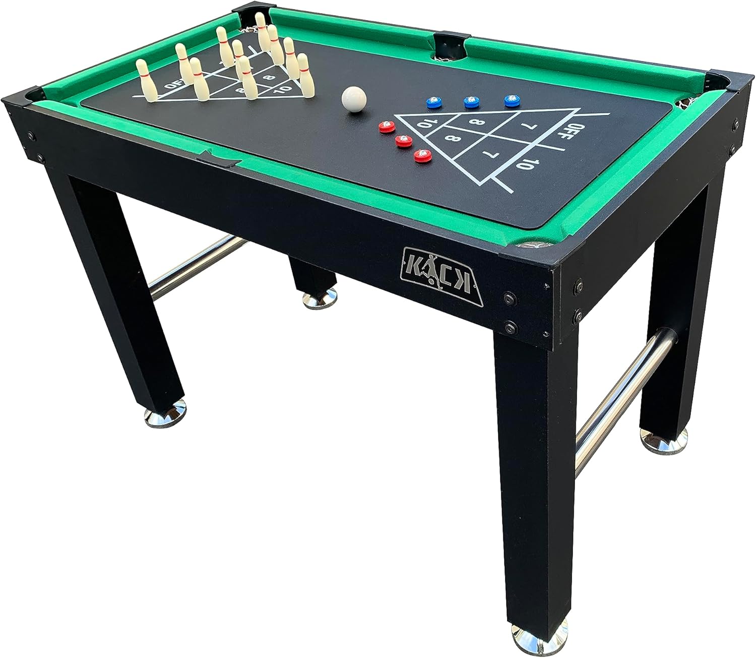 KICK Hexad 48" 6-in-1 Multi Game Table – Foosball, Billiards/Pool, Glide Hockey, Ping Pong, Mini-Shuffleboard & Mini-Bowling