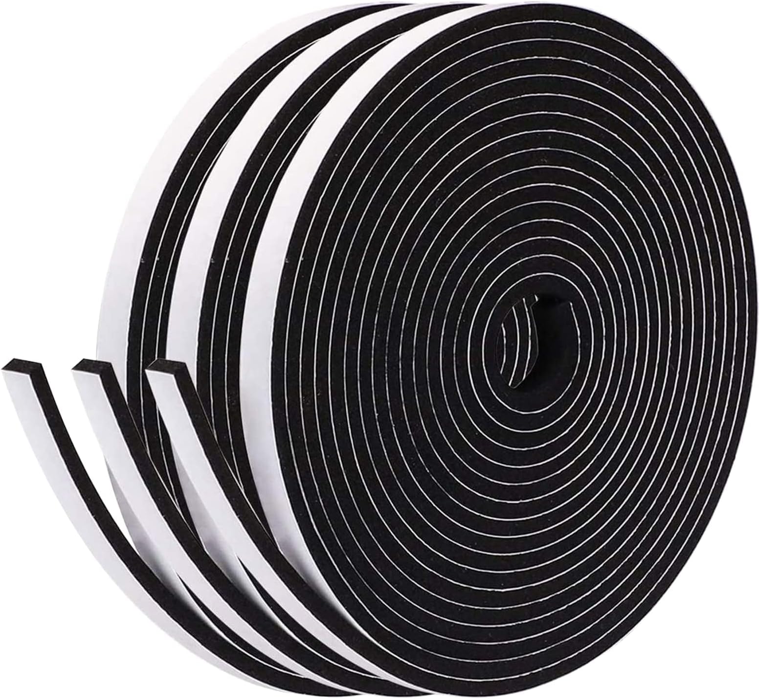 Foam Insulation Tape Self Adhesive, 3 Rolls 6mm(W) x 3mm(T) Total 15M Long, Draught Excluder Tape for Doors, Window Seal Strip for Gap Seal, Anti-Collision, Weatherproof, Gap Sealing(A-6mm*3mm*15m)