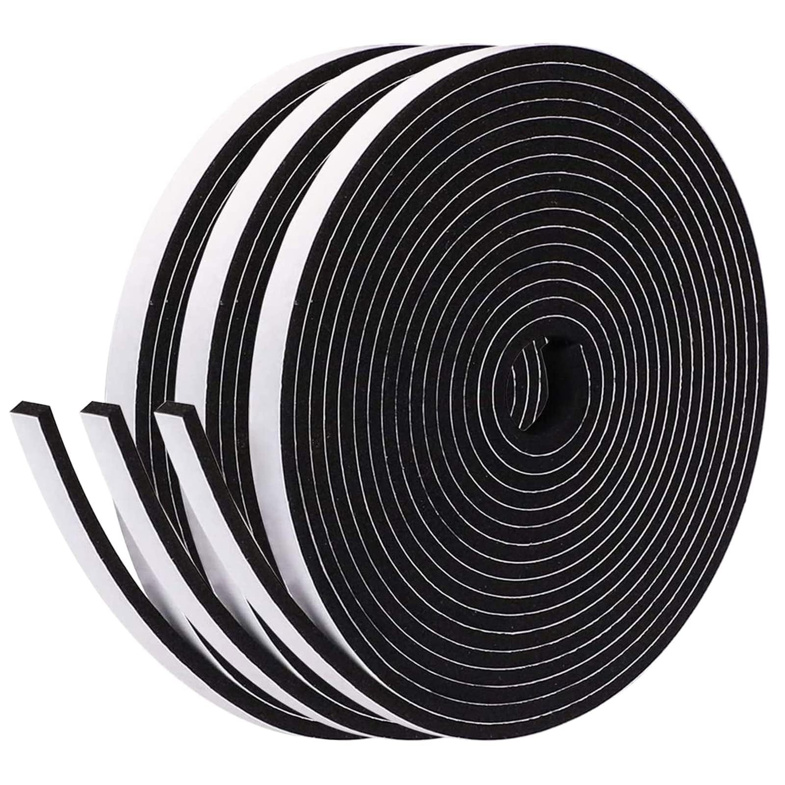 Foam Insulation Tape Self Adhesive, 3 Rolls 6mm(W) x 3mm(T) Total 15M Long, Draught Excluder Tape for Doors, Window Seal Strip for Gap Seal, Anti-Collision, Weatherproof, Gap Sealing(A-6mm*3mm*15m)