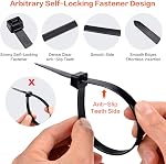 Zip Ties Assorted Sizes 700 Pack 4+6+8+10+12 Inch Cable Ties Heavy Duty 40lbs Plastic Wire Ties UV Resistant Zipties Black Small Zip Tie Wraps Assortment Cord Management for Home, Office, Gardening