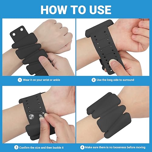 Miniatura 4 de MXiiXM Juego de 2 pesas para muñeca, pulseras de peso de silicona ajustables para mujeres y hombres, pesas de tobillomuñeca adecuadas para yoga,