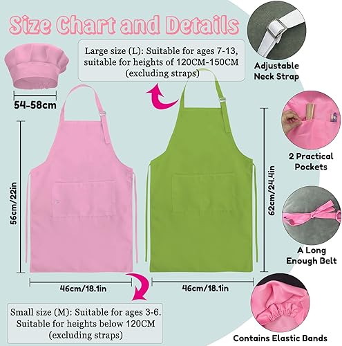 Miniatura 4 de YanNanKe Delantales personalizados para niños, sombrero de chef y delantal con nombre personalizado para niños, delantal para cocinar, hornear,