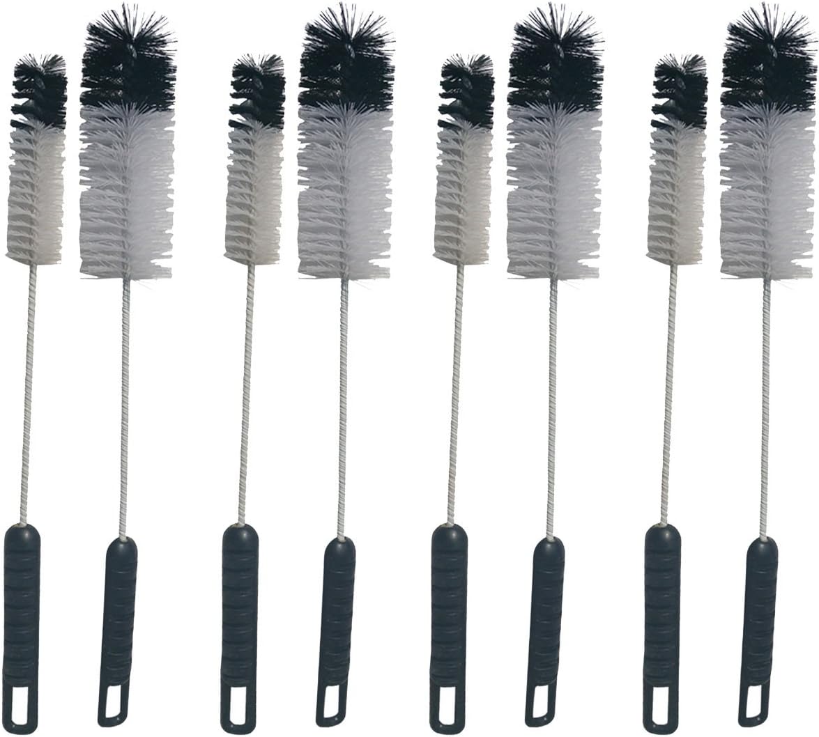 NewFerU Wire Bottle Cleaning Brush Set Small Large Thin Long Handle Utility Cleaner Bendable Flexible for Narrow Neck Skinny Spaces of Water Beer Wine Baby Bottles,Pipe,Tube,Flask,Decanter,Straw (8)