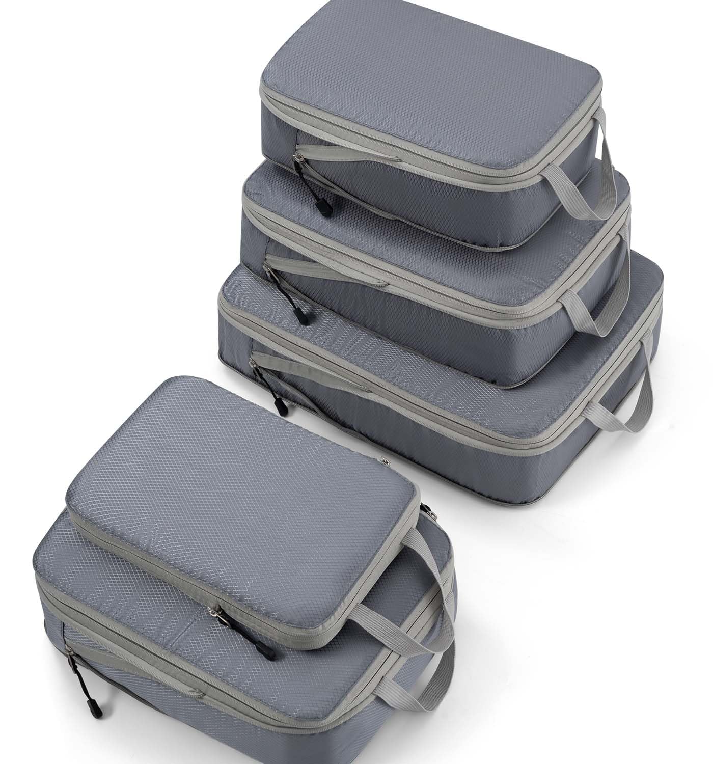 Cozary Organizer Valigia - Set di Packing Cubes con Compressione e Tessuto in Poliestere Impermeabile, Set Intimo da Viaggio per Zaini o Bagagli a Mano, Perfetto per Viaggi e Campeggio - Beige