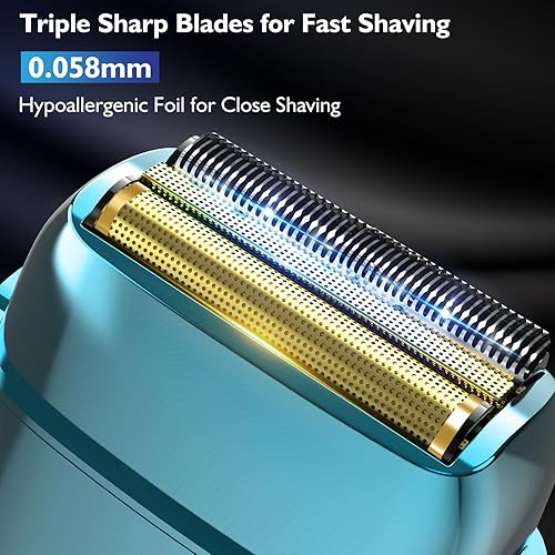 Miniatura 3 de Maquinilla de afeitar eléctrica para la cara de hombre, afeitadora eléctrica para hombres, afeitadora de aluminio con 3 velocidades ajustables,