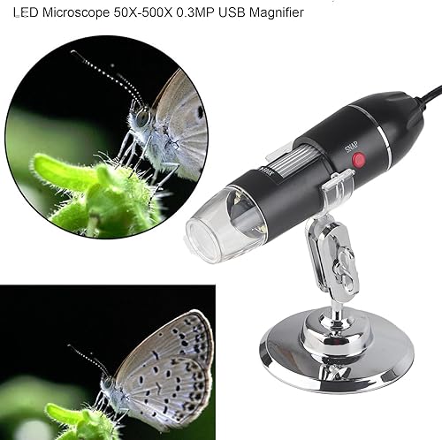 Miniatura 8 de Oumefar Microscopio digital LED 50X a 500X 2MP Lupa USB 8 LED Ampliación Endoscopio Cámara Lupa Cámara de vídeo PC con soporte (compatible con