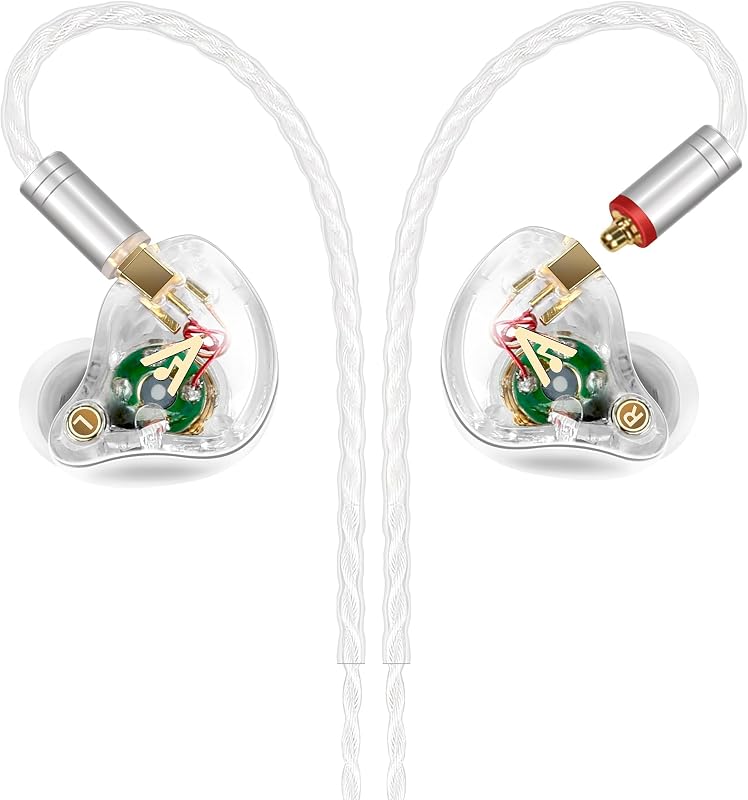 Audiovance Vibes 202 HiFi Wired Earbuds, IEM in-Ear Monitor Headphones | Clear Sound, Deep Bass, Noise-Isolating Ear Buds, Silver-Plated Cord, Comfort Fit, Gaming IEM Earphones, Case, 3.5mm No MIC