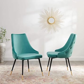 Modway EEI-5043-TEA Adorn Dining Side Chair Performance Velvet Set of 2, Teal