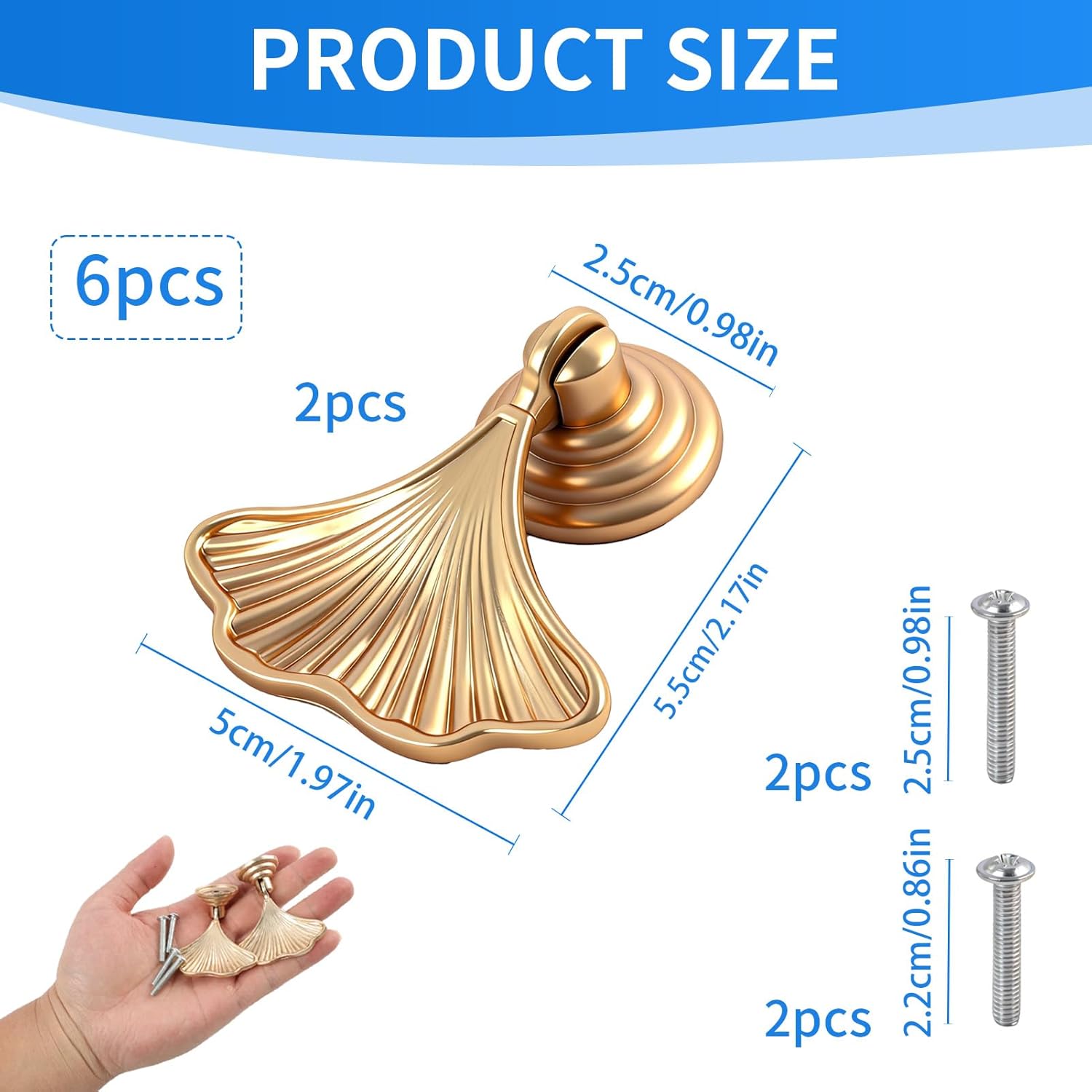 Gold Cabinet Knobs and Drawer Pulls, with Mounting Hardware Ginkgo Leaf Design Zinc Alloy Construction Grandmillennial Home, for Furniture Dresser Kitchen Bathroom Cabinets Decor(2 Pcs)