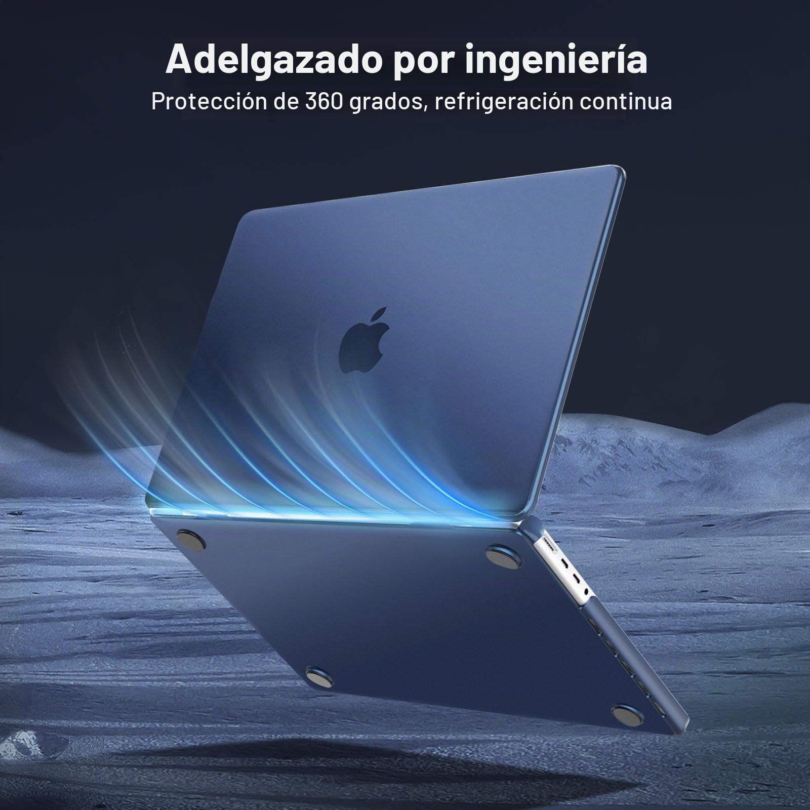 MOSISO Funda Compatible con MacBook Pro 14 2025-2021 M5 M4 M3 M2 M1 A3434 A3112 A3185 A3401 A2918 A2992 A2779 A2442, Color Natural Original Ultra-Fina Carcasa&Teclado&Película Pantalla,Azul Medianoche