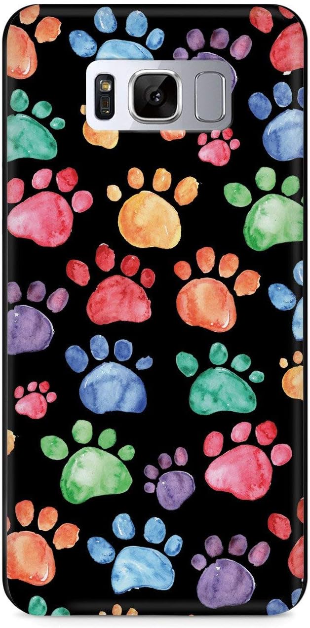 Inspired CasesCompatible with Galaxy S8 Case - 3D Textured Protective Phone Case for Samsung Galaxy S8 - Watercolor Paw Prints - Black