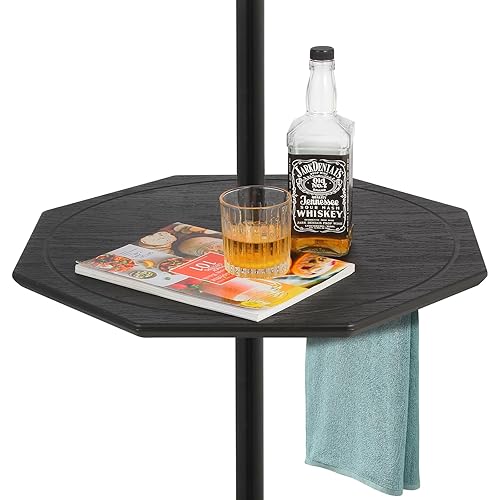 Outdoor Adjustable Umbrella Table Tray with LED Light, 23” Portable