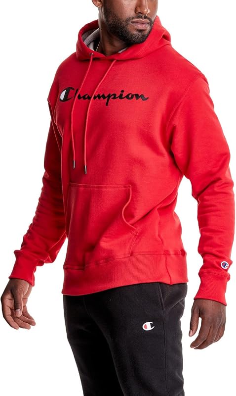 Champion buzo con capucha de forro polar para hombre, ajuste estándar, forro polar de peso medio, logotipo clásico disponible en tamaño regular, grande y alto.