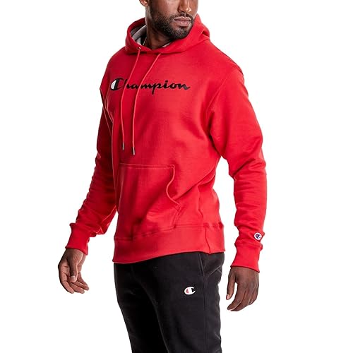 Champion Men's Pullover Fleece Hoodie, Standard Fit, Midweight, Script Logo,