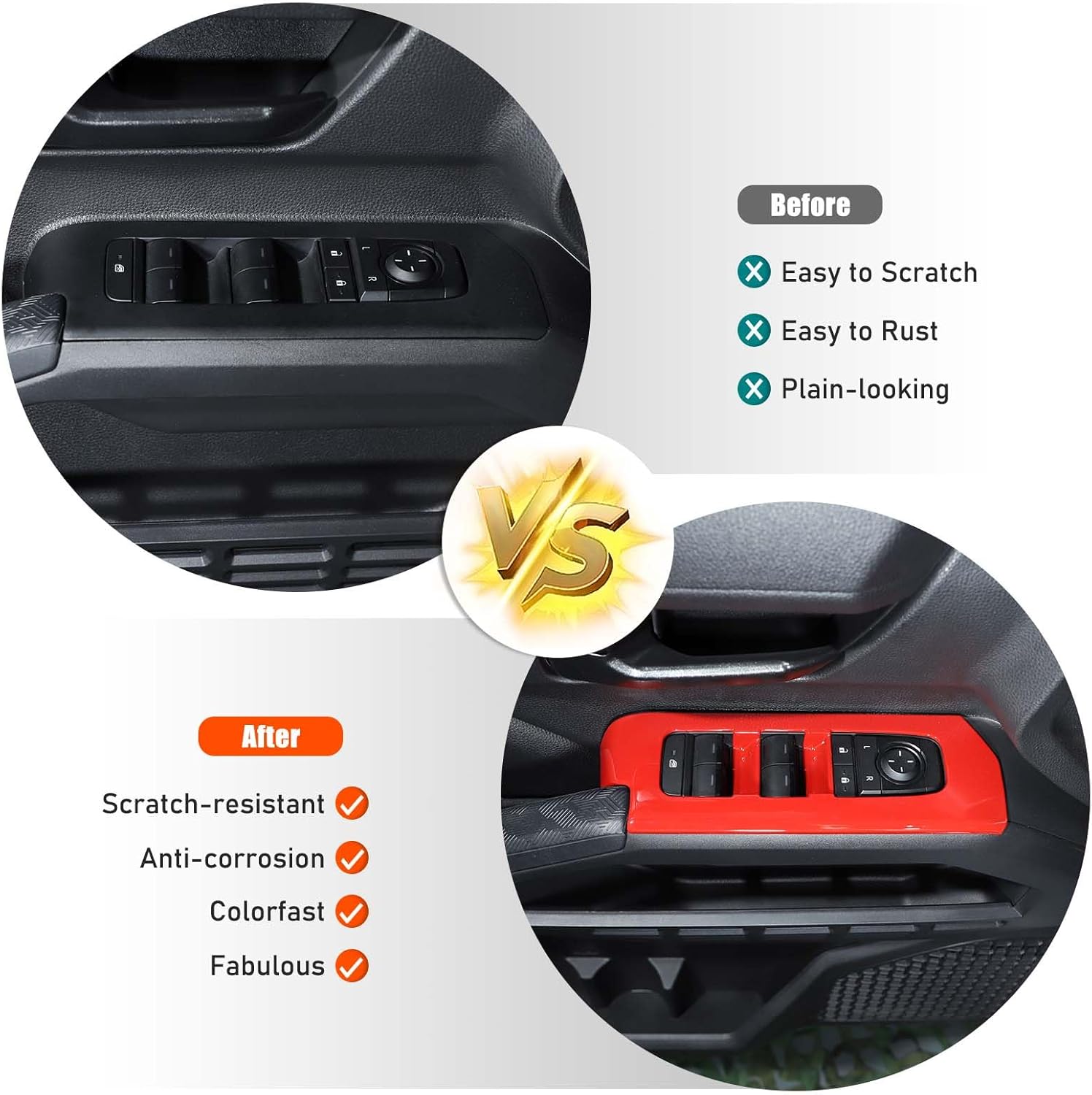 Front and Rear Doors 4pcs Look Interior Door Armrest Window Switch Panel Cover Trim Compatible with Toyota Tacoma 2024 2025+ (Red)