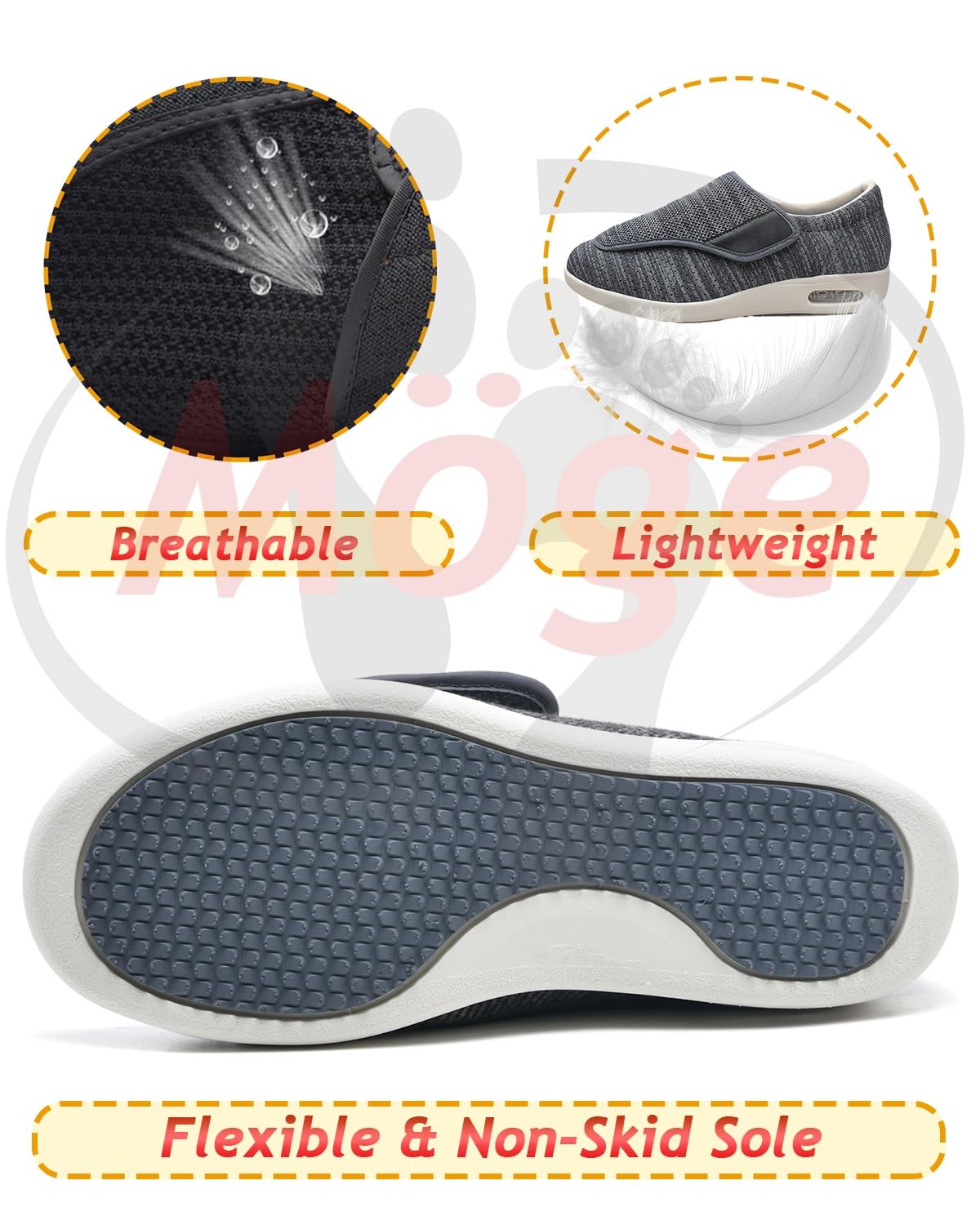 Scarpe per Diabetici Uomo Estive Mocassini Classico Slip On in Rete - Leggero Traspirante da Corsa e Passeggio