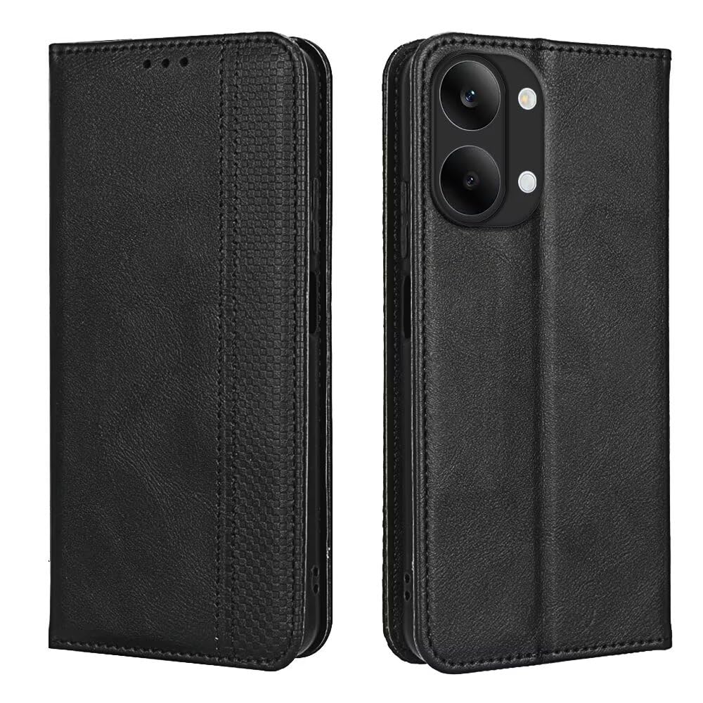EASSGU Etui na telefon do POCO X8 Pro Max (17.3 cm) Flip Folio PU Leather Magnetyczny przełącznik Pokrowiec na telefon, [3 przegródki na karty] [1 portfel] Etui na telefon z podstawką - czarne