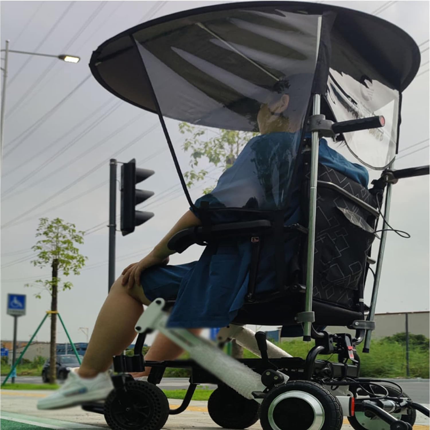 Paraguas Eléctrico Para Silla De Ruedas Toldo Cubierta Para La Lluvia Parasol Ajustable Para Exteriores Soporte Para Paraguas Para La Mayoría De Las Sillas De Ruedas