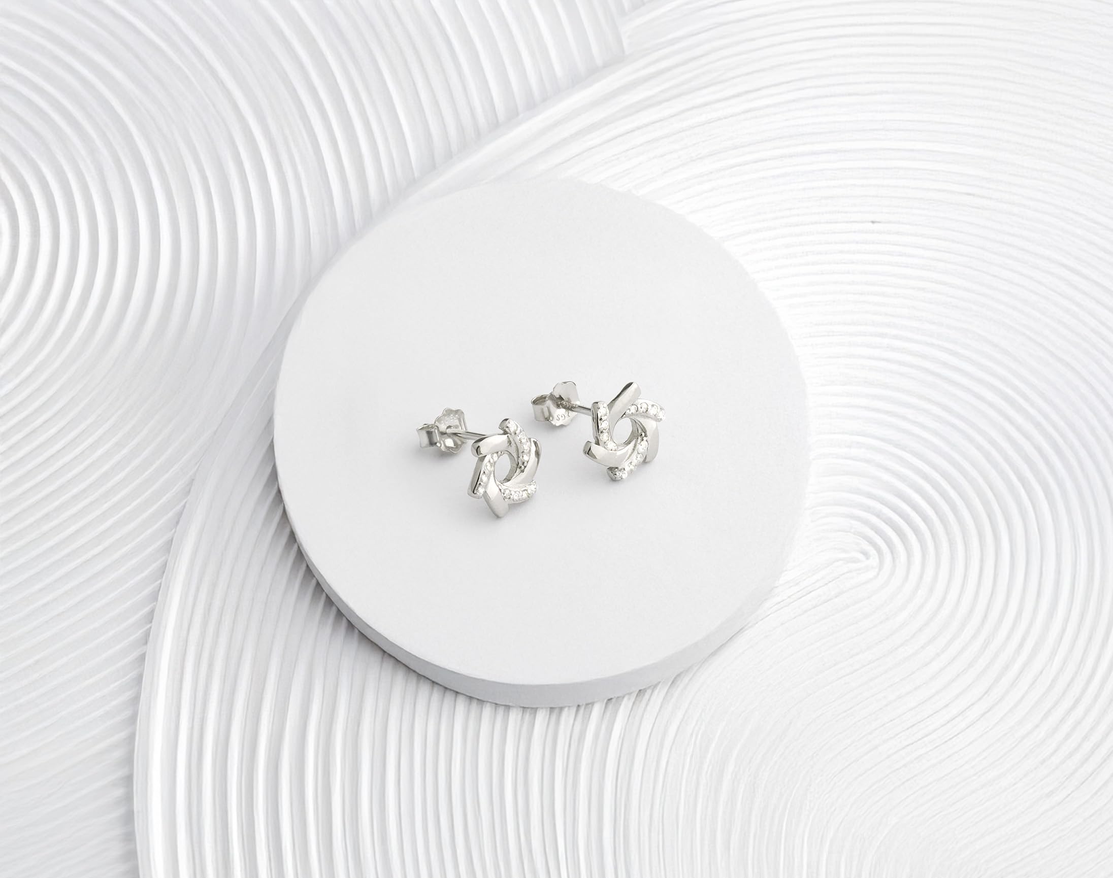 SOFIA MILANI - Orecchini da Donna in Argento 925 - con Pietra Zircone - Orecchini a Perno a Spirale - 20562