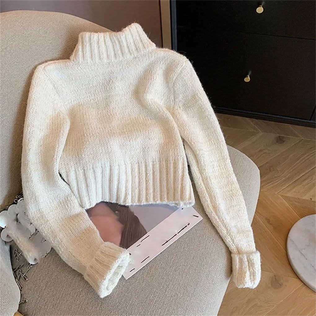 Sequin High Collar Zipper Knitted Sweater Women's Short Sweater Cardigan Soft Slimming Chic