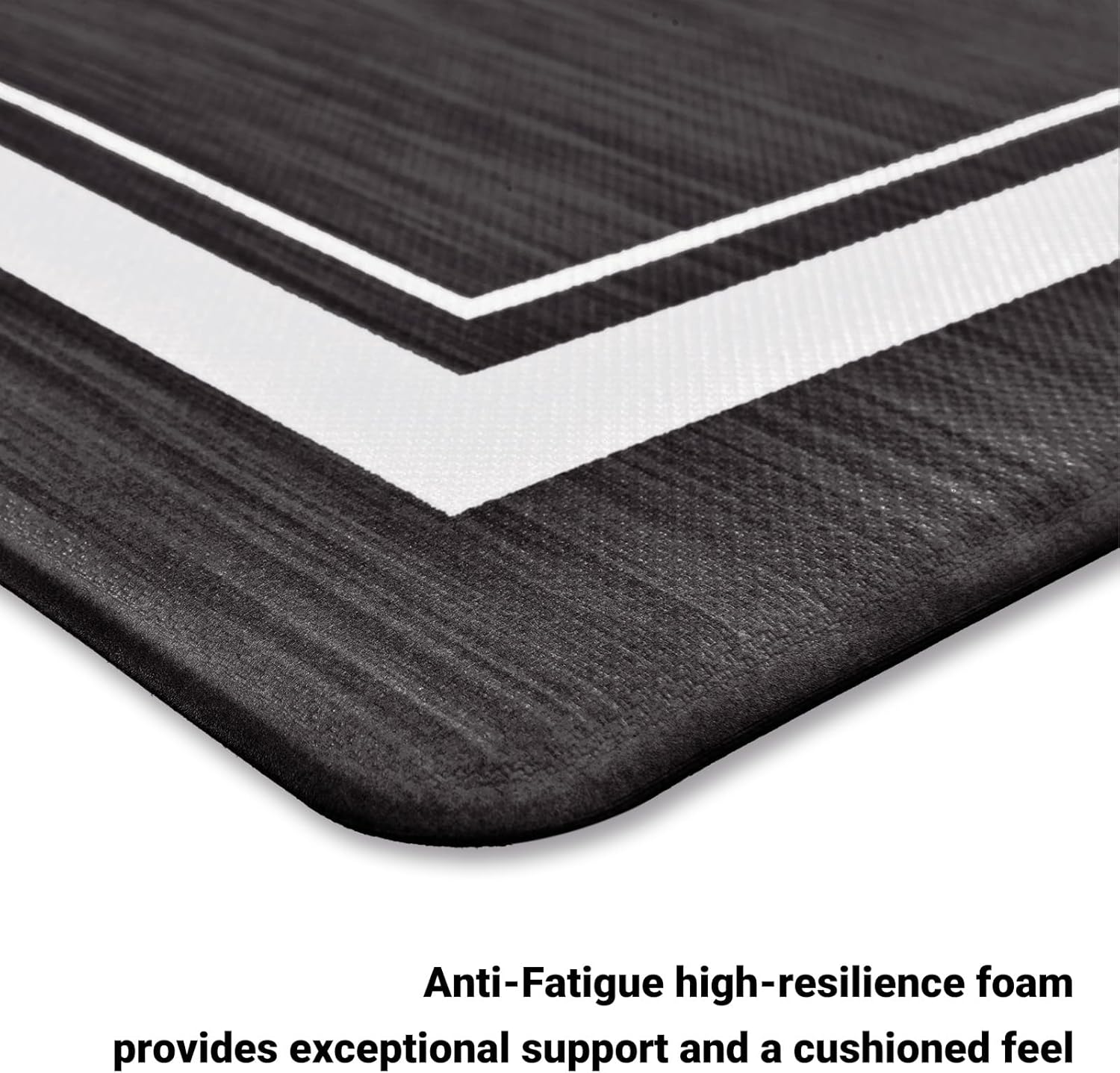 Dark Grey Kitchen Rugs Set of 2, Anti Fatigue Mats for Kitchen Floor, Waterproof Cushioned Rug, Non Slip Washable Memory Foam Mat for Standing, Sink, Stove, Charcoal Grey and White Border - Image 6
