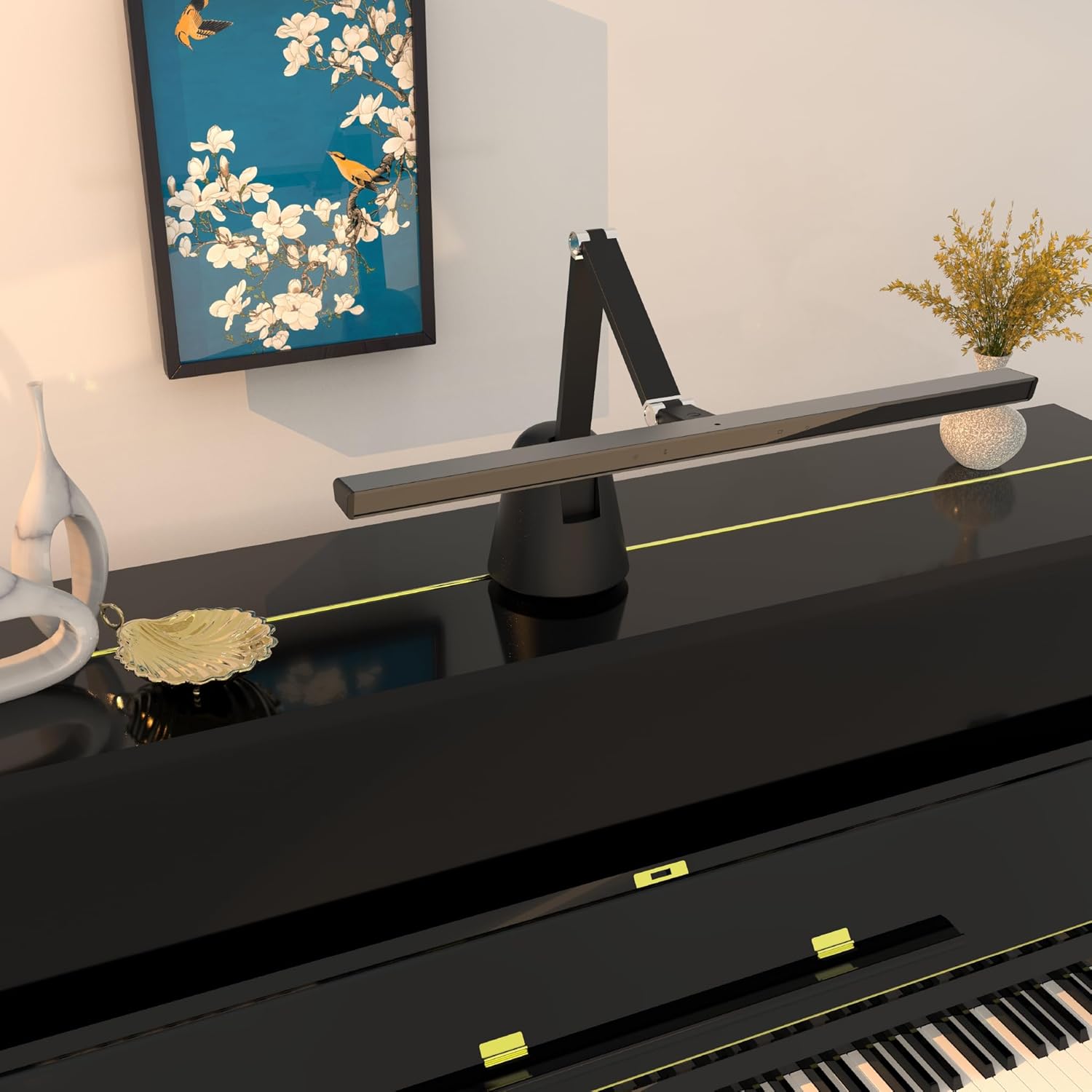 Stella-Pro Musical Stand Light Double Arm for Piano: Modern Design, Asymmetric Lighting, 3000K-6500K CCT Adjustable, Dimmable, Heavy Weight Base with Light Sensor, 12W LED, Eye Protection