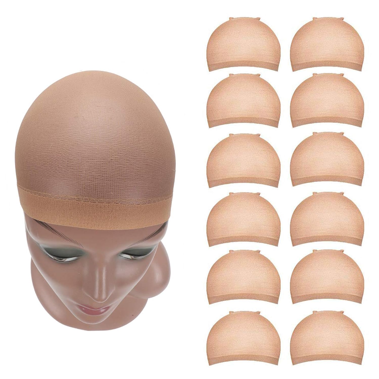 Wig Caps for Lace Front Wig 24 pcs (12 Pack) White Nylon Wig Cap for Making Wig Stretchy Stocking Wig Caps for Women