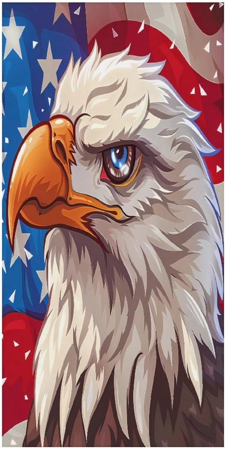 American Flag with Patriotic Eagle Bath Towel Beach Towels Quick Dry Oversized Bath Blanket Highly Absorbent Towel for Women Men 160x80cm