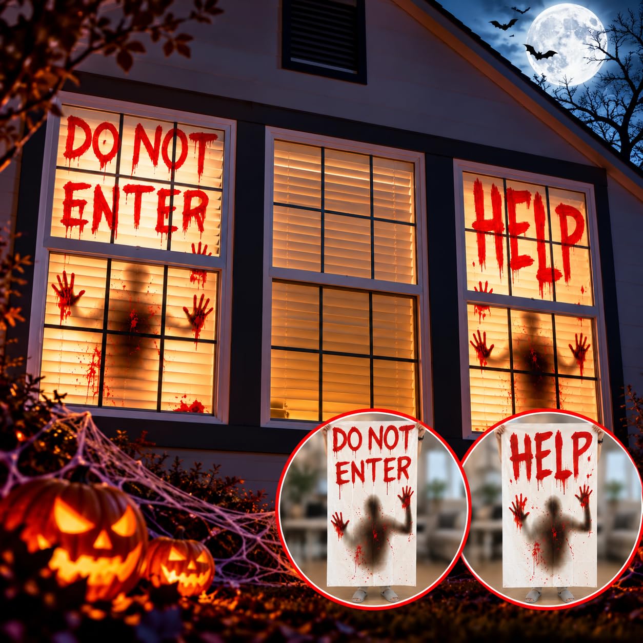 Giant Bloody Halloween Window Clings - Spooky Decor -2