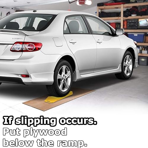 Miniatura 4 de VaygWay Rampas ahorradoras de neumáticos de automóvil, paquete de 4 rampas para neumáticos para almacenamiento, rampas de viaje portátiles altamente