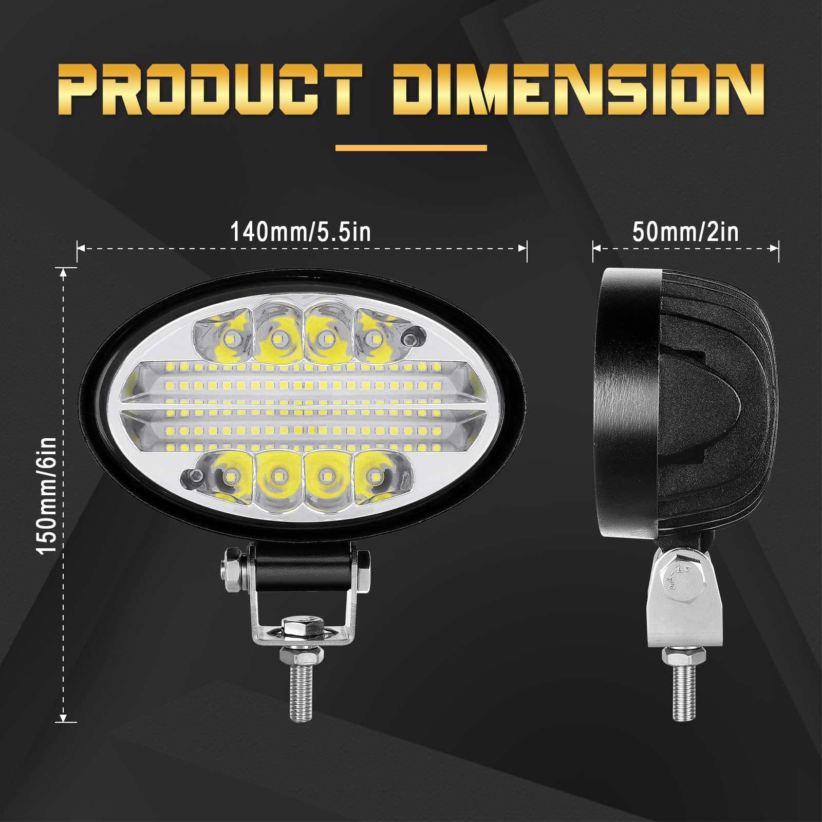 Willpower 2pc 5.5'' 14cm 24W Focos Led Tractor Faros Led Trabajo 12V 24V Oval Inundación Faro de Led 6000K Faros de Niebla para Tractores Coche 4x4 Barco Off Road Camino ATV UTV SUV 4WD