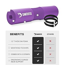 DMoose Barbell Pad, Relief Pressure from Neck, Shoulder, and Provide Lower Back Support, Non-Slip EVA Foam Squat Pad with Safety Straps, Hip Thrust Pad for Squats, Lunges - For Standard & Olympic Bars