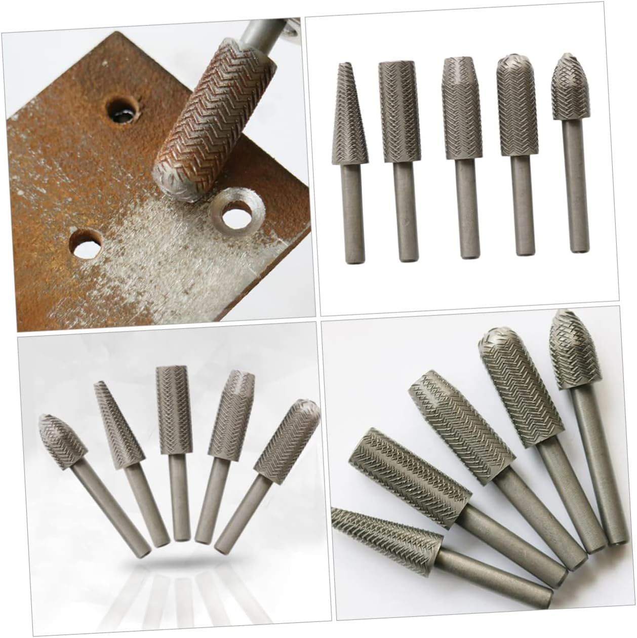 HOMSFOU Electric Rotary File Set 5-Piece Steel Cutter Kit for Woodworking Engraving and Grinding Compatible Drill Tools for Precision Shaping and Polishing