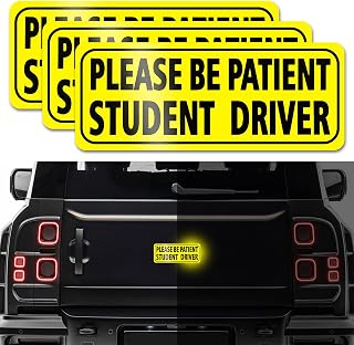 3PCS Student Drive Magnet for Car, Magnet Car Sticker, Please Be Patient Student Driver Magnet, Reusable Movable Rookie Driver Reflective Magnets Stickers Universal Fit Car Bumper (Style 5)