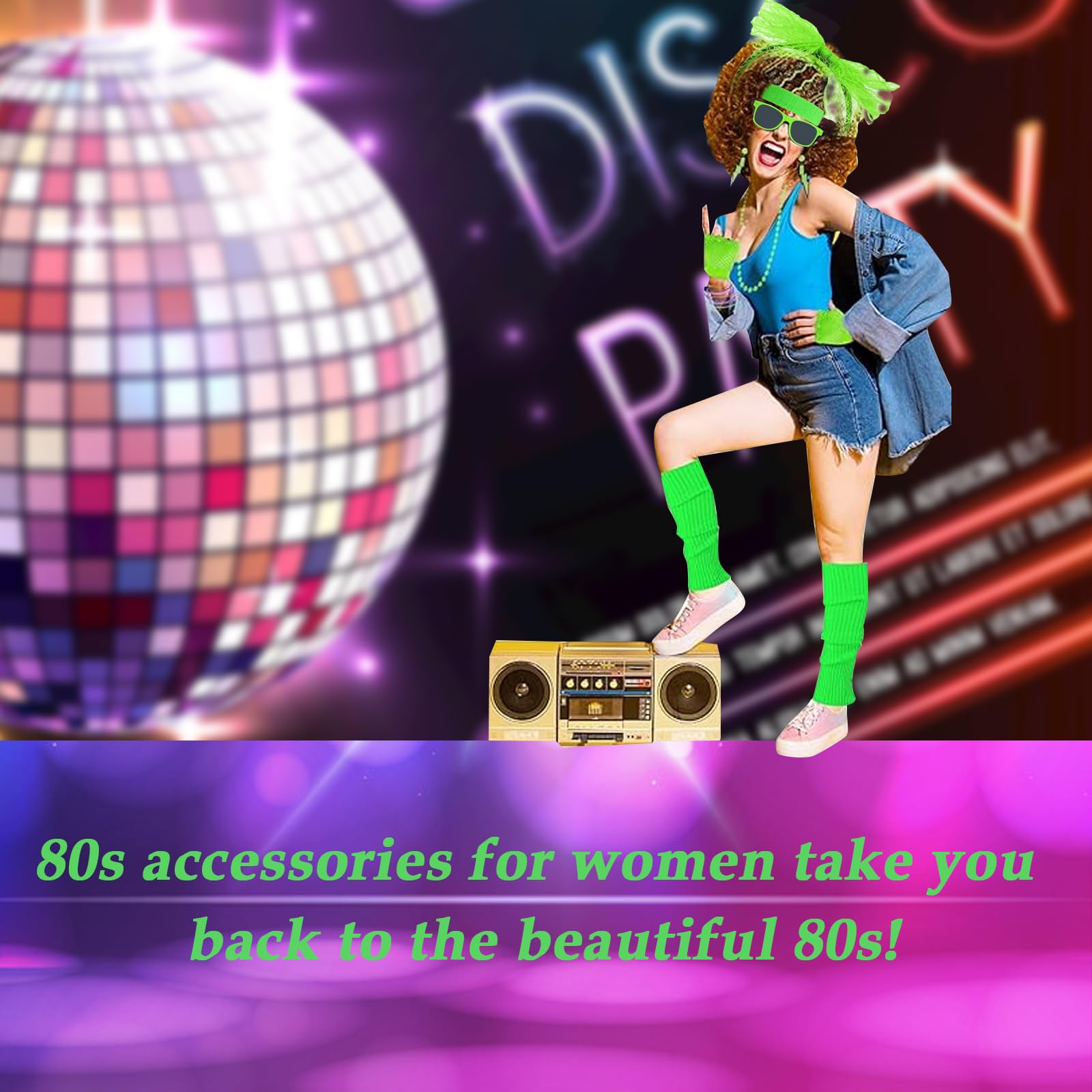 PEAKTOP 19Pcs 80s Fancy Dress Costume Accessories - Image 4